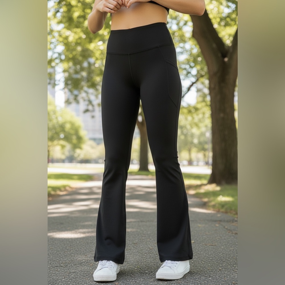 Womens Vital Life Black Active Flared Leggings